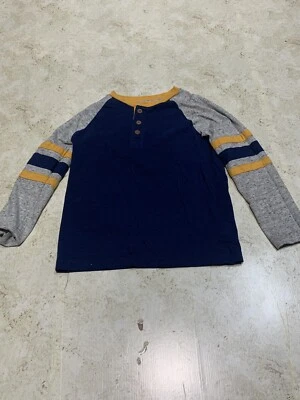 Sonoma Kids Boys Shirt Size 5 Long Sleeve Blue Yellow And Gray Thin  - Image 1 of 4