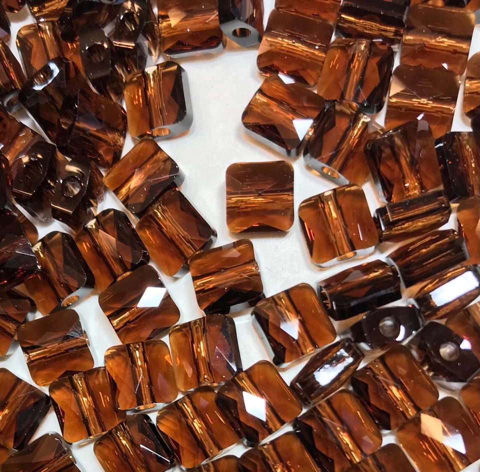 Swarovski® Crystal Mini Square Beads #5053 6mm - SMOKED TOPAZ - 288 Pieces - Image 1 of 4