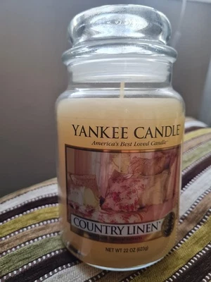 YANKEE CANDLE Large Jar Country Linen. 2016 Deerfield Label 623g 120-150hrs New. - Image 1 of 4