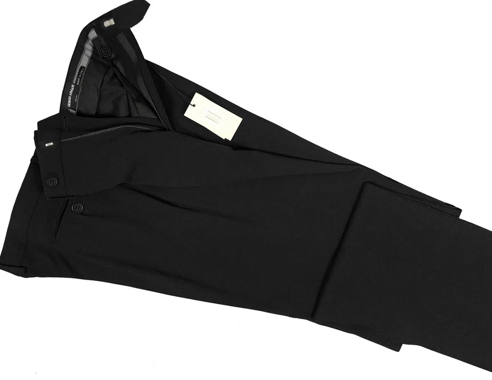 ¡NUEVOS $695 Pantalones de Vestir Giorgio Armani Etiqueta Negra!  Frente plano negro US 42 e 60 Foto 1 de 1