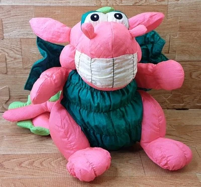 Nylon Smiling Dragon 9" Good Stuff 1993 Stuffed Plush Animal - Image 1 of 4