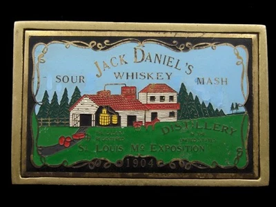 SB09143 VINTAGE AÑOS 70 **WHISKY JACK DANIEL'S** ANUNCIO HEBILLA LATÓN MACIZO Foto 1 de 2