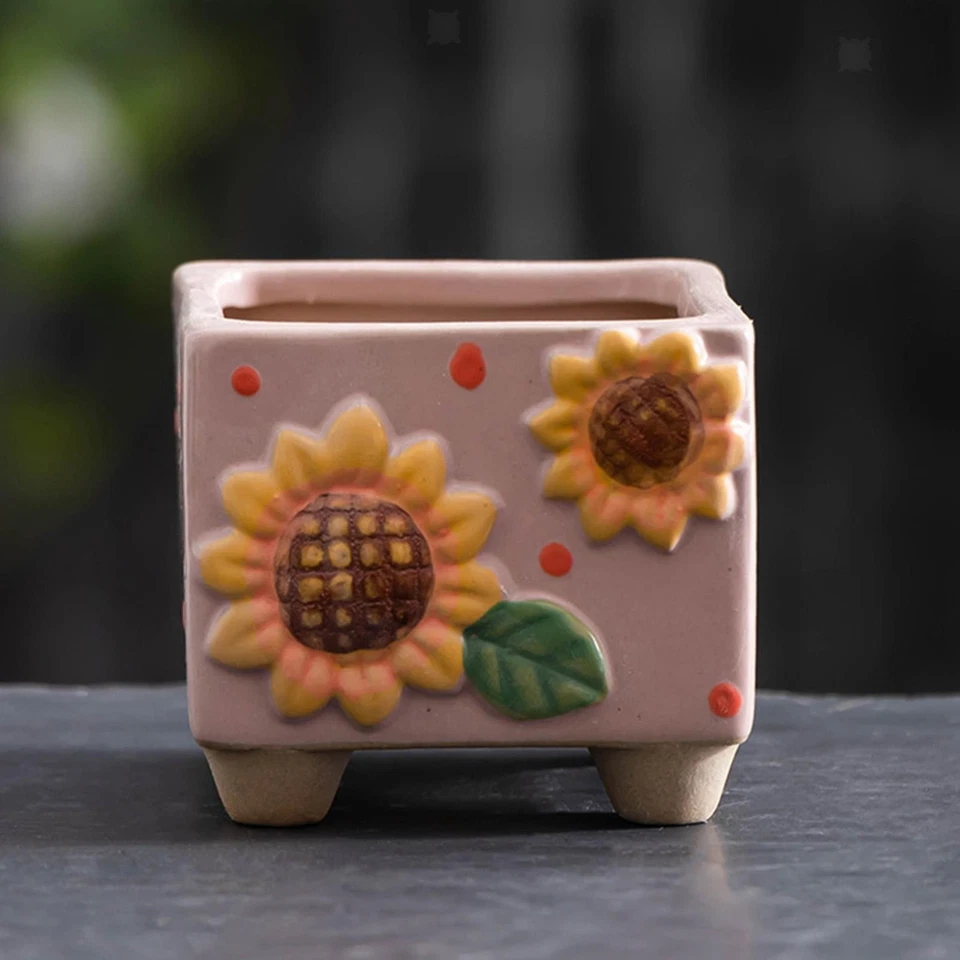 Ceramic Sunflower Planter Garden Decor for Entryway Indoor/Outdoor Bookshelf - Image 1 of 1