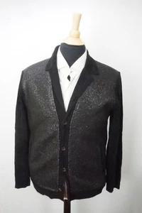 John Varvatos Sequin Black Cardigan Beaded Velour Jacket Sz M Brand New  - Picture 1 of 6
