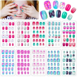 240 Pieces Fake Nails for Kids Girls Artificial Kids Press on Nails Full Cove... - Picture 1 of 6