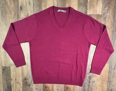 RAFFI 100% Extra Fine Merino Wool V-Neck Sweater Long Sleeve Purple Soft Large. - Image 1 of 4