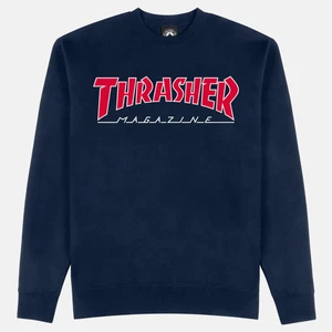 Thrasher Magazine Skate Mag Outlined Crewneck Pull Over Sweatshirt Navy/Red - Bild 1 von 1