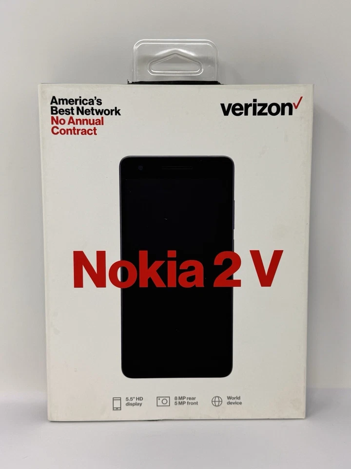 Verizon Wireless Nokia 2V Prepaid Smartphone ~ Blue / Silver ~ New & Sealed - Image 1 of 3