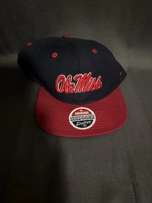 Ole Miss Rebels NCAA Teamscript Snapback Hat Navy/Red - Image 1 of 4