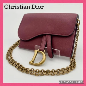 Dior Saddle Nano Pouch Shoulder Bag in Pink Clutch Medium Leather from japan - Picture 1 of 12