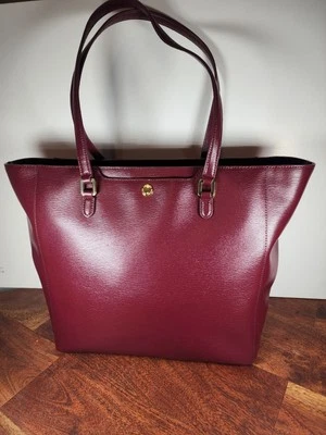 New Ralph Lauren Large Newbury Leather Zip Top Tote Bag Burgundy  - Image 1 of 4