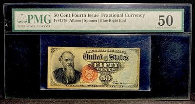 FR# 1376 Fractional Currency 50c 1869, United States Fourth 4th Issue, PMG AU50 - Image 1 of 4