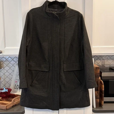 Abrigo de invierno para mujer J. Jill cuello falso guisante talla L gris bolsillos con cremallera completa Foto 1 de 4