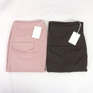 Deiji Studios Women's Pocket Pants in Wood Brown & Musk Pink - US Small Lot of 2 - Picture 1 of 10