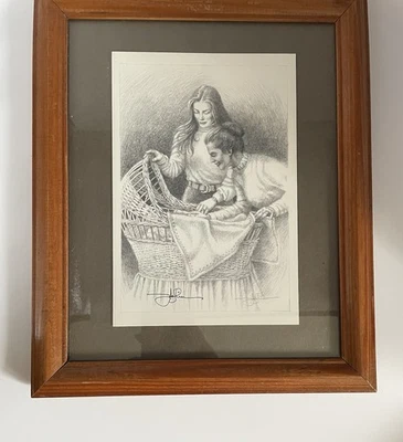 Impresión artística de schetch a lápiz para cuna de madres y bebés Foto 1 de 4