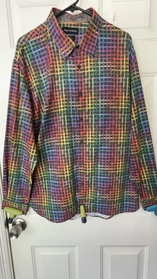 Paul Fredrick Neon Button Down Dress Shirt XL. Turn Heads With This Rad Shirt. - Image 1 of 4
