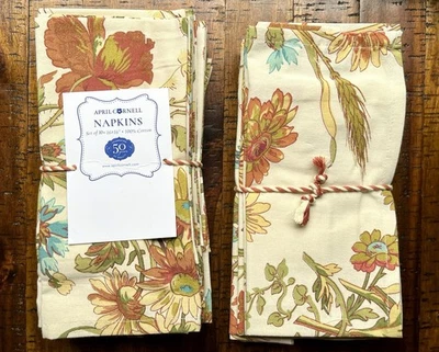 April Cornell Napkins WILDFLOWERS (Ecru) Fall Autumn Rust Sage - NWT - Image 1 of 4