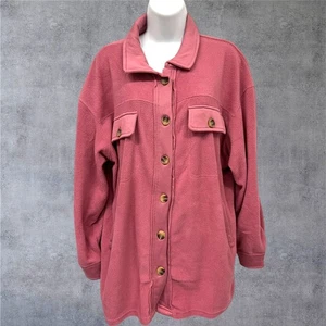 NWT Simply Southern Extra Large Fleece Button Shacket Mauve XL New - Picture 1 of 10