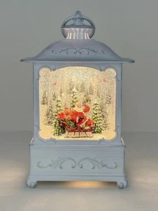 Licht Glitzer 9" Laterne Schneekugel Weihnachten Santa mit Schlitten Valerie Parr QVC - Bild 1 von 21