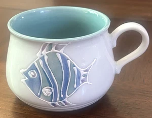 Taza de café de chile sopa de pescado tropical pintada a mano 12 OZ vintage Takahashi Japón - Imagen 1 de 4
