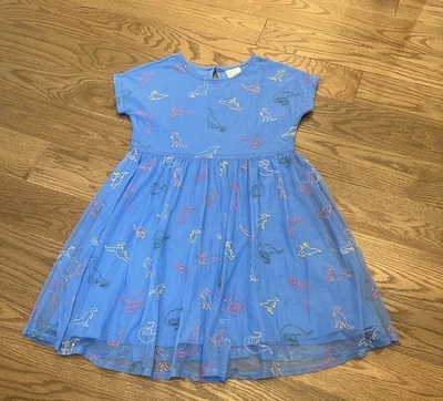 Hanna Andersson Blue Dinosaur Embroidered Tulle Twirl Dress 14-16 Never Worn - Image 1 of 4