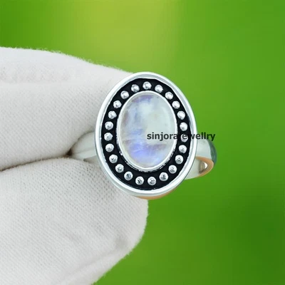 Anello regalo fatto a mano in argento sterling 925 con pietra di luna... - Immagine 1 di 4