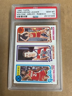 1980 Topps Basketball PSA 10 / 7 Moses Malone / 247 Kevin Grevey / 52 D. Robisch - Image 1 of 2