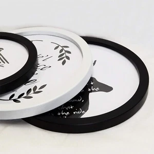 Round Photo Frame Wooden Picture Frames for Home Office Wall Decor (black-12") - Picture 1 of 2