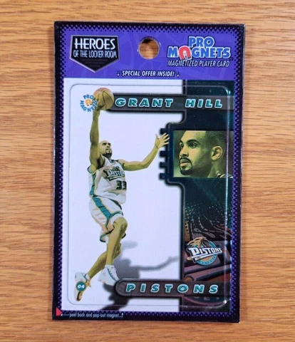 GRANT HILL Detroit Pistons Vintage 1998 NBA Basketball Heroes Fridge Magnet Cover