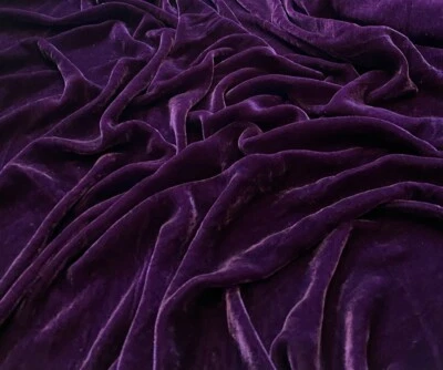 Eggplant Purple Silk Velvet Fabric by the Yard, 1/2 Yard,  1/4 Yard, V67 - Image 1 of 3