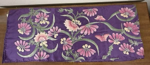Bufanda de seda 100% pintada a mano de Bali - 72" de largo por 14" de ancho - púrpura/rosa/verde - Imagen 1 de 6