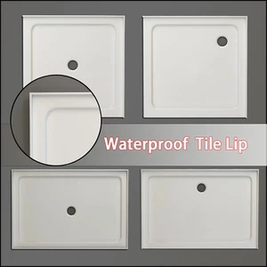 Shower Base Square Durable Acrylic Fiberglass Waterproof Tile Lip Various Sizes - Picture 1 of 25