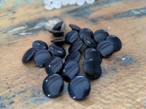 ♥Nº 147- 30 piezas grandes botones de vidrio antiguos negro lila brillante DM 13 mm♥ - Imagen 1 de 2