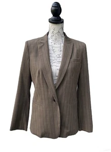 DKNY Striped  Single Button Taupe Blazer Women Size 6 - Picture 1 of 9