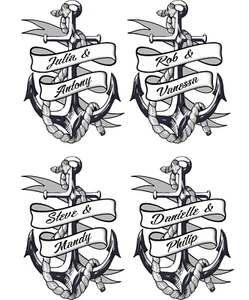 Tatuaggio temporaneo addio al celibato/addio al celibato personalizzato ancora e rotolo x 4 - Foto 1 di 1