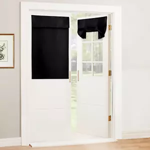 RYB HOME Black Room Darkening French Door Curtains, Thermal Insulated Blackout B - Picture 1 of 12