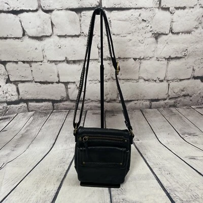 Bolso Bandolera Clarks Cuero Negro Cierre a Presión Correa Ajustable Foto 1 de 4