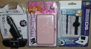 NINTENDO DS LITE ACCESSORY PACK NEW! Game Cartridge Cart Case Car Charger Stylus - Afbeelding 1 van 1