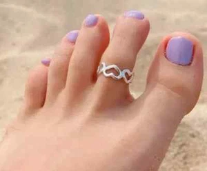 Valentine Day Gift Women Heart Toe Ring 925 Sterling Silver White Gold Plated - Picture 1 of 4