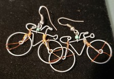 Earrings On Silver Hooks Beautiful Handmade Artisen Bicycle