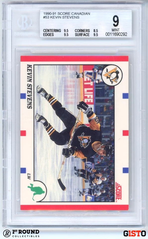 POP 1: Kevin Stevens RC BGS 9: 1990-91 Score Canadian Rookie Card Gisto - Image 1 of 3