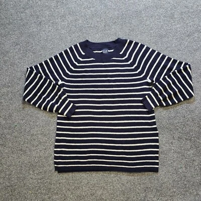 Gap Sweater Womens Size Small Blue White Striped Wool Blend Nautical Preppy - Imagem 1 de 4