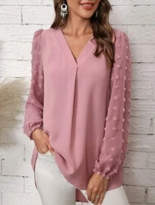 Camisa Para Mujer Con Estampado con fruncido Con manga - Picture 1 of 5