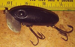 Vintage Arbogast Jitterbug 2 1/2 in. Solid Black Fishing Tackle Lure Bass Musky