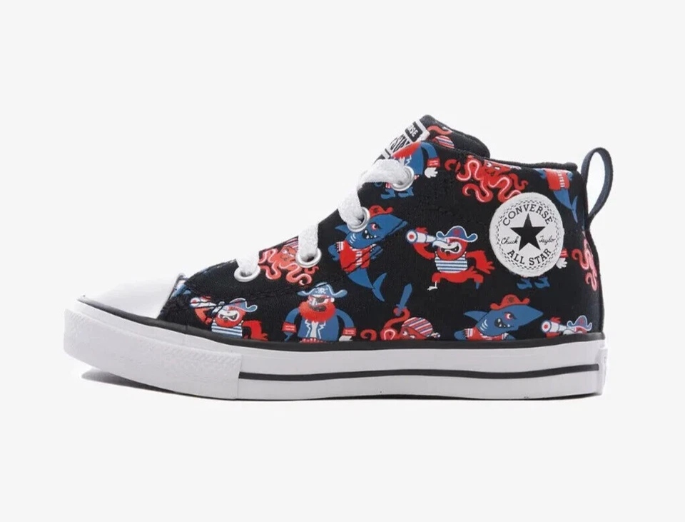 Tênis CONVERSE CHUCK TAYLOR ALL STAR STREET ESTAMPA PIRATA Infantil Tamanho 4 PRETO - Imagem 1 de 4