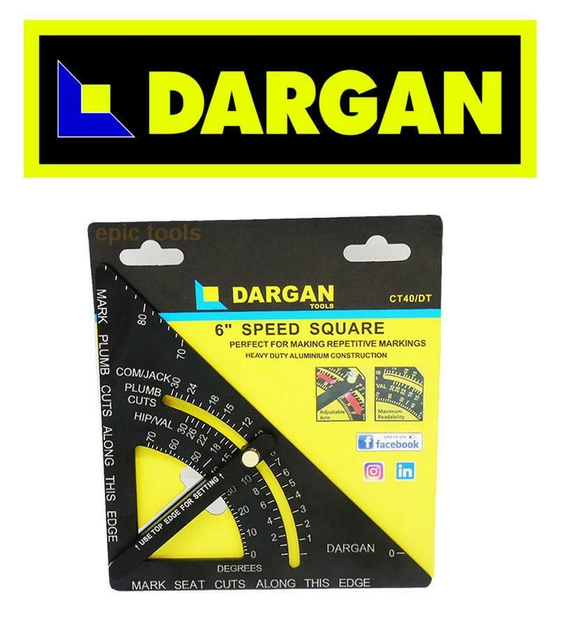 DARGAN 6" 150mm Roofing Angle Marking Out Quick Speed Square Triangle, CT40/DT