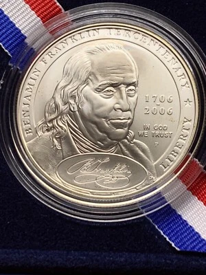 2006 BENJAMIN FRANKLIN (FOUNDING FATHER) UNC SILVER DOLLAR ***FREE SHIPPING*** - Image 1 of 4