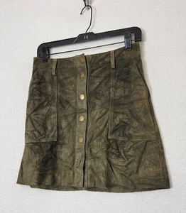 Current Elliott The Leather Naval Women's Size 26-0 Green Button Up Skirt - Picture 1 of 12