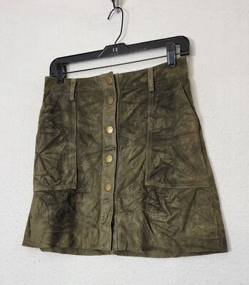 Current Elliott The Leather Naval Women's Size 26-0 Green Button Up Skirt - Image 1 of 4