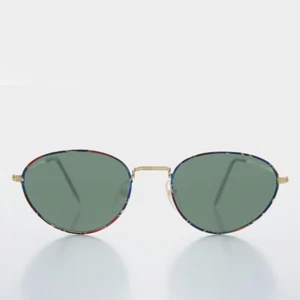 Blue Oval Gold Vintage Sunglasses - Reggie - Picture 1 of 3